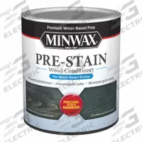 MINWAX Pre-Stain: Pre-Stain Conditioner, Interior, Water, 32 fl oz Container Size, Wood, Clear (MPN 618514444). Key specifications — Brand: MINWAX; Transparency: Clear; Use Location: Interior; Sub-Brand: Pre-Stain Wood Conditioner; Color: Clear.