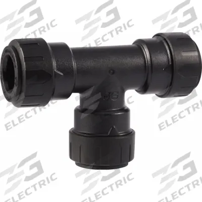 SHARKBITE Push-Fit Tee Fitting: 5/8 in OD x 1/2 in OD x 1/2 in OD Size, Polymer, Coupling - Twist-Release Polymer Push-to-Connect Tube Fittings