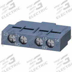 SIEMENS Auxiliary Contact Block: 2NO (MPN 3RV29011F). Key specifications — Brand: SIEMENS; Compatible with Series: SIRIUS 3RV2 Motor Starter Protectors.