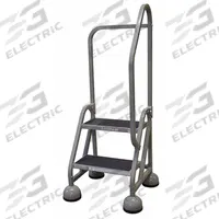 COTTERMAN Rolling Ladder: 1.5 ft Platform Ht, Partially Assembled, Steel, Wt-Actuated Auto-Lock (MPN ST-203 A2 C1 P5). Key specifications — Includes Handrails: Handrails Included; Material: Steel; Brand: COTTERMAN; Color: Gray.
