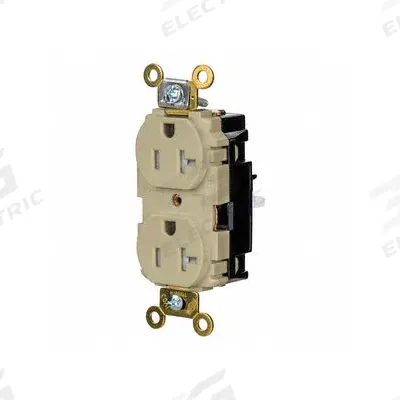 HUBBELL Receptacle: Duplex, 5-20, Ivory, 125V AC, 20 A, 2 Pole / 3 Wire (MPN HBL5362STITR) - General Purpose Receptacles