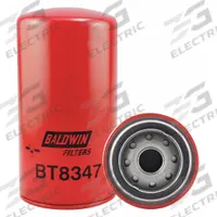 BALDWIN FILTERS Hydraulic Filter: Hydraulic Fluid, 1-12 Thread Size, Spin-On, 3 3/4 in Outside Dia (MPN BT8347). Key specifications — Media Material: Cellulose; Brand: BALDWIN FILTERS; Compatible Fluid Type: Hydraulic Fluid; Compatible Vehicle Make: John Deere; Includes: G401 Integral Gasket; Thread Size: 1-12.