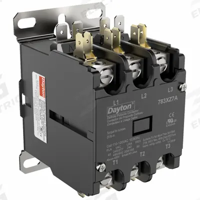 Dayton Definite Purpose Magnetic Contactor: 3 Poles, 120V AC, 40 A - Non-Reversing Definite Purpose Contactors