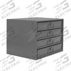 Sliding Drawer Cabinet: 20 in x 15 3/4 in x 15 in, 4 Drawers, 0 Dividers, Gray, Glide, Assembled (MPN 303-95-D945). Key specifications — Cabinet Color: Gray; Includes Dividers: No; Drawer Inside HxWxD: 3 in x 18 in x 12 in; Stackable: Yes; Number of Compartments per Drawer: 24; Brand: DURHAM MFG.