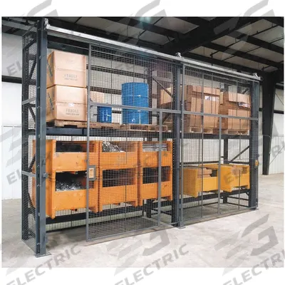 WIRECRAFTERS Enclosure Kit: 5 Bays, 108 in x 48 in x 120 in, 10 ga, Steel, Powder Coated - Wire Mesh Pallet Rack Enclosure Kits