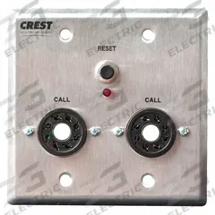CREST HEALTHCARE SUPPLY Receptacle Station: Compatible with Nurse Call System, 4 9/16 in Overall Wd (MPN HVB-201BC). Key specifications — Standards: FDA Listed; Manufacturer Part Number: HVB-201BC; Color: Silver; Voltage: 24V DC; Brand: CREST HEALTHCARE SUPPLY; Call Station Type: Receptacle Station; Material: Stainless Steel; Compatible Product Type: Nurse Call System.