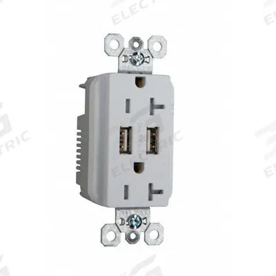 LEGRAND Receptacle: Duplex, 5-20R, 2 USB Ports, USB Type A, White, 125V AC - Weather-Resistant Receptacles with USB Chargers
