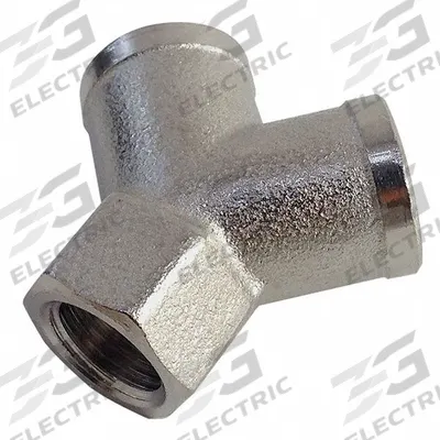 LEGRIS Metal Pipe Wye: Wye, 3/8 in x 3/8 in x 3/8 in, Nickel-Plated Brass, 870 psi - Threaded Medium-Pressure Pipe Fittings