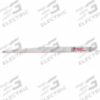 MILWAUKEE Reciprocating Saw Blade: 5 Teeth per Inch, 12 in Blade Lg, 0.05 in Blade Thick, Wood, 5 PK (MPN 48-00-5037). Key specifications — attr1109198: 5; attr1109200: Rigid for Straight Cuts; attr1109201: Straight; attr1109209: MILWAUKEE.