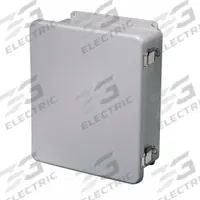 WIEGMANN Enclosure: Fiberglass, 17 in x 15 in x 8 in, NEMA 1, Solid Cover, Hinged (MPN HW-J181608FCHQR). Key specifications — Brand: WIEGMANN; Closure Method: Padlock Hasp; Knockouts: Not Included.