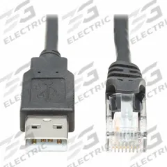 EATON TRIPP LITE Rollover Console Cable: 10 ft Overall Lg, RJ45 Male, USB A Male, Shielded, Black (MPN U009-010-RJ45-X). Key specifications — Jacket Color: Black; Jacket Material: PVC; Shielded: Shielded; Brand: EATON TRIPP LITE; Compatible Product Type: USB Port.