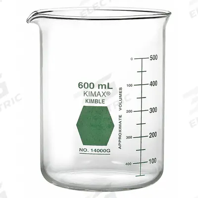 KIMBLE Colorware Beaker: 100 mL, 3.38 fl oz, A, Low Form, Type I, Green - Color Coded Low Form Glass Beakers