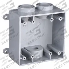 CANTEX Electrical Box: PVC, Rectangular, 2 Gangs, 1/2 in Hub Size, 35.3 cu in Capacity, Gray (MPN 5133400). Key specifications — Color: Gray; Brand: CANTEX.