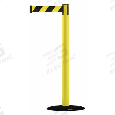 TENSABARRIER Barrier Post with Belt: Black/Yellow, Chevron, No Legend, 7 1/2 ft Belt Lg - Pattern Retractable Belt Post Barriers
