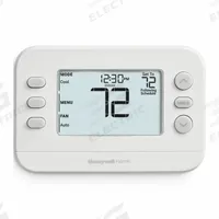 RESIDEO Low Voltage Programmable Thermostat: Heat and Cool, Auto and Manual, 5-1-1/5-2/7-Day (MPN TH2320U4006/U). Key specifications — Application: Heat and Cool; Programming Capability: 5-1-1; Shape: Rectangle; Temperature Control Range: 50° to 99°F (Cool); Changeover Type: Automatic and Manual; Brand: RESIDEO; Mounting Direction: Horizontal; Control Type: Push Button.