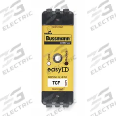 BUSSMANN Fuse: Class CF, TCF Series, Time-Delay, 100 A, 600 V AC, 300 V DC, Indicating (MPN TCF100). Key specifications — Brand: BUSSMANN; Series: TCF.