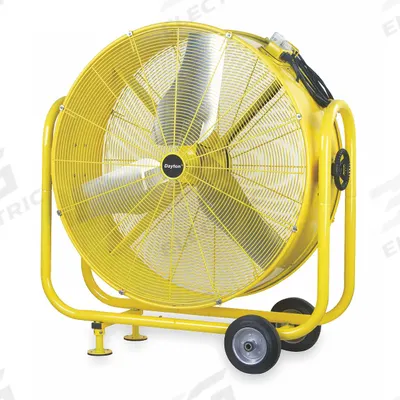 Dayton Portable Fan: 30 in Blade Dia, 120V AC, Mobile, 1/3 hp, Direct Drive - High-Visibility Industrial Floor Fans