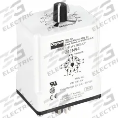 DAYTON Single Function Time Delay Relay: Socket Mounted, 240V AC, 10 A, 11 Pins/Terminals, Off Delay (MPN 24EN94). Key specifications — Brand: DAYTON.
