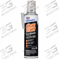 PERMATEX RTV Gasket Maker: The Right Stuff, 7 oz, Pressurized Can, Black, Oil Resistant (MPN 25224). Key specifications — Color: Black.
