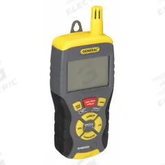 GENERAL Moisture Meter: Digital, LCD with Backlight, Pin/Pinless, ±3% Moisture Content Accuracy (MPN RHMG650). Key specifications — attr999354: Digital; attr1009284: Flat Pinless; attr1009272: Auto Power Off; attr999347: Wood; attr999350: LCD with Backlight; attr999383: ±3%; attr999345: GENERAL.
