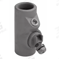 Sealing Fitting - Vertical: Iron, 1 in Trade Size, Female, 5 1/16 in Overall Lg (MPN EYDEF100). Key specifications — Brand: APPLETON ELECTRIC; Connection Type: Threaded; Thread Gender: Female; Ends - Hazardous Fittings: 1 in FNPT x 1 in MNPT; Material: Iron; Hazardous Location Rating: Class II, Division 1 and 2, Groups E, F, G; Thread Type: NPT; Standards: UL 886.