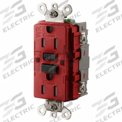 HUBBELL GFCI Receptacle: Duplex, 5-15, Red, GFCI, 125V AC, 15 A, 2 Pole / 3 Wire (MPN GFSG5262R) - General Purpose Receptacles
