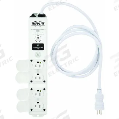 TRIPP LITE Outlet Strip: 4 Outlets, 6 ft Cord Lg, 1,410 J Rated Energy, 15 A Current - Healthcare Surge Protectors