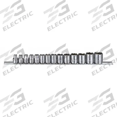 WESTWARD Socket Set: 3/8 in Drive, 14 Piece, 6-Point, Metric - SAE & Metric Socket Sets