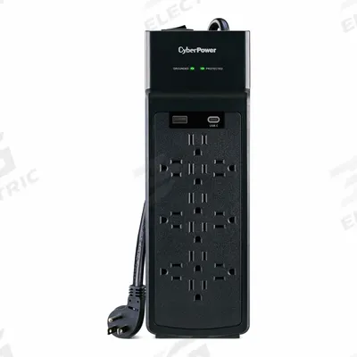 CYBER POWER Outlet Strip: 12 Outlets, 8 ft Cord Lg, 3,000 J Rated Energy, 15 A Current - General Purpose Surge Protectors