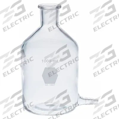 KIMBLE Reservoir Bottle: 500 mL, 165 mm, Colorless, Narrow Mouth Size - Glass Reservoir Lab Bottles with Bottom Outlet