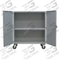 JAMCO Security Cart: 3,000 lb, 60 in L x 30 in W Self, 66 in L x 34 in W x 57 in H Overall Dim, Gray (MPN VF360-P6). Key specifications — Shelf Type: Fixed; Caster Brake Type: No Brake Included; Brand: JAMCO; Caster/Wheel Configuration: (2) Swivel; Shelves Included: 2.