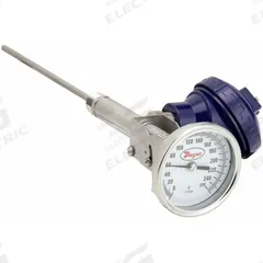 DWYER Dial Thermometer With Process Output: 0°F to 250°F, +/- 1% Accuracy, 12 in Stem Lg, Male (MPN BTO51251). Key specifications — Brand: DWYER; Accuracy: +/- 1%.