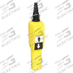 SCHNEIDER ELECTRIC Pendant Control Station: (2) Push Buttons, 1NO/1NC, Up/Down, NEMA 1/4/4X/5 (MPN XACA205). Key specifications — AC Contact Rating: 1.2 A @ 600 V; Action: Momentary/Momentary; DC Contact Rating: 0.27 A @ 250 V; Enclosure Material: Plastic; Hub Style: Dead-End; Legend: Up/Down; Operator Configuration: (2) Push Buttons; Brand: SCHNEIDER.