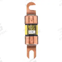 BUSSMANN Forklift Limiter Fuse: ALS Series, Bolt-On, Gen Purpose, 500 A, 48 V DC, Non-Indicating (MPN ALS-500). Key specifications — Brand: BUSSMANN; Series: ALS.