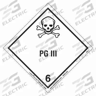 LABELMASTER Placard: PG III, 3 15/16 in x 4 in, 3 15/16 in Label Ht, 4 in Label Wd - Class 6: Toxic, Poison Inhalation & Infectious Substances