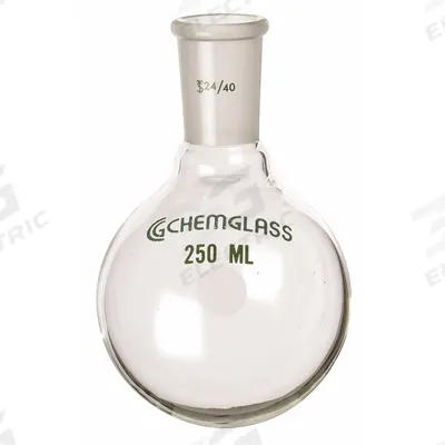 CHEMGLASS Boiling Flask: 25 mL, Colorless, Round, A - Glass Boiling Flasks