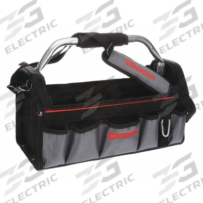 WESTWARD Tool Tote: 19 in W x 8 in D x 10 in H, Black, Polyester, 11 Pockets - Polyester Tool Totes