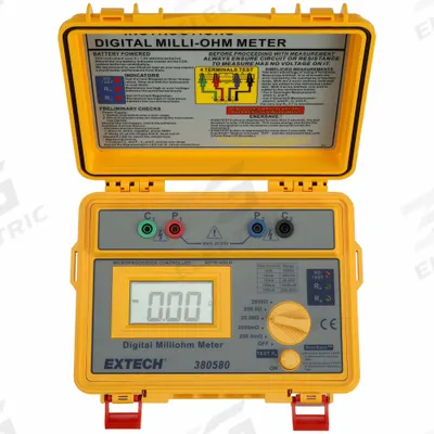 EXTECH Milli Ohmmeter: 200 microohm to 2 kiloohm, Digital, No Output - Milli- & Micro-Ohm Meters