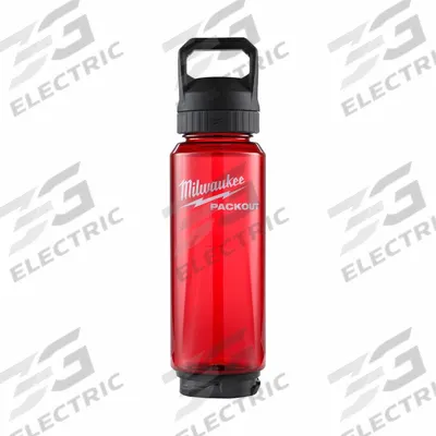 MILWAUKEE Bottle: 34 oz Capacity, Red, Plastic, BPA-Free, 12 in Overall Ht - Plastic Water Bottles