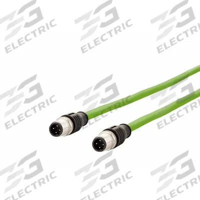 METZ CONNECT Cable: Cat5/PROFINET, M12 Plug Male Straight x M12 plug Male Straight, 1 m Lg - M12 Connector to M12 Connector Cordsets