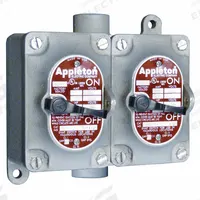 APPLETON ELECTRIC Tumbler Switch: 2 Gang, 3-Way, 20 A, 277 V AC, Feed-Thru Hub, 1 in Hub Size (MPN EDSC210-F3W). Key specifications — attr211272: APPLETON ELECTRIC.