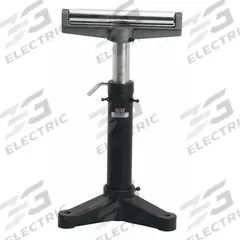JET Material Support Stand: 14 in Roller Wd, 22 in Overall Wd, 23 1/2 in Min. Ht, 38 1/2 in Max. Ht (MPN 414121). Key specifications — Brand: JET; Stand Material: Steel; Color: Black; Overall Length: 22 in.