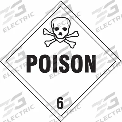 STRANCO Container Placard: Poison, 10 3/4 in x 10 3/4 in, 10 3/4 in Label Ht, Placard - Class 6: Toxic, Poison Inhalation & Infectious Substances