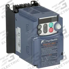 FUJI ELECTRIC Variable Frequency Drive: In Phase Single, Out Phase Three, 2 hp, No Bypass, Heat Sink (MPN FRN0010C2S-7U). Key specifications — Style: Heat Sink; Color: Black/Blue/Gray; Output Voltage: 200-240V AC; Output Phase: Three.