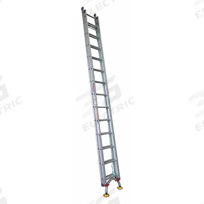 TIVOLI Extension Ladder: 28 ft Ladder Size, Aluminum, 300 lb Load Capacity, 55 lb Wt - Leg Leveling Lightweight Aluminum Extension Ladders