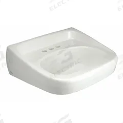 ZURN Bathroom Sink: Z5340, White, Vitreous China, 20 in Overall Lg, 18 in Overall Wd, 2 Faucet Holes (MPN Z5348). Key specifications — Series: Z5340; Includes: Hanger Plate; Color: White; Brand: ZURN; Sink Type: Bathroom; Material: Vitreous China; Sink Material: Ceramic.