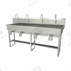 SANI-LAV Wash Station: 45 in Overall Ht, 77 in Bowl Lg, 8 in Bowl Dp, 0.5 gpm Flow Rate, 16 ga (MPN 58FK2.5). Key specifications — Includes Side Splash: Side Splash Not Included; Brand: SANI-LAV.