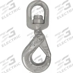 CROSBY Self-Locking Hook: 4,560 lb Working Load Limit, 100 Hook Grade, Alloy Steel, Swivel, Plain (MPN 1004413). Key specifications — Color: Silver; Brand: CROSBY; Visual Indicator Markings: Deformation & Max Angle.