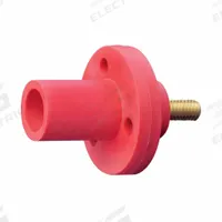 Single Pole Receptacle: Red, Straight Taper Nose Mating, Threaded Stud Termination, 600V AC/600V DC (MPN 15R21-1UR). Key specifications — Series: 15; Receptacle Gender: Male; Brand: LEVITON.