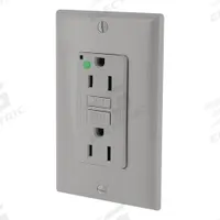 LEVITON GFI Receptacle: Hospital Grade Fed. Spec., Decorator Duplex, 5-15R, Gray, GFCI, 125V AC (MPN GFNT1-HGG)